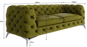 Canapea verde cu tapițerie din catifea 225 cm Chelsea – Ropez