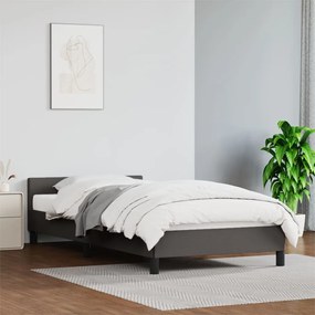 347475 vidaXL Cadru de pat cu tăblie, gri, 90x190 cm, piele ecologică