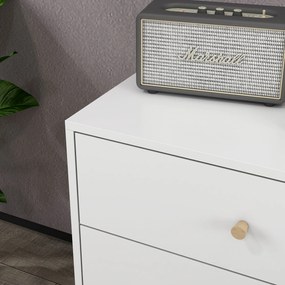HOMCOM Comodă 3 sertare Design scandinav Mobilier de Depozitare Camera MDF Alb mânere picioare conice Lemn Masiv de pin | Aosom Romania