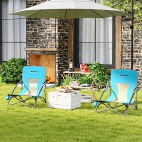 Outsunny Lot de 2 scaune de plajă pliabile scaune camping pliante ușoare sac de transport suport pentru pahar 58 x 55 x 62 cm albastru | Aosom Romania