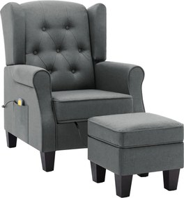 vidaXL Fotoliu de masaj cu taburet, gri deschis, material textil