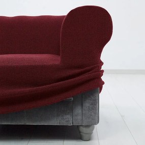 Nueva Textura Huse super elastice HARMONIA bordo canapea cu otoman dreapta (l. 210 - 320 cm)