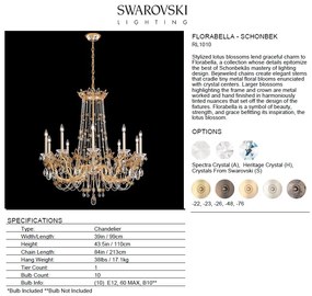 Candelabru 10 brate, design LUX, cristal Heritage Florabella