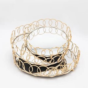 SET 2x tavă decorativă d. 27/33/37 cm auriu