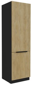 Dulap bucătărie pentru frigider încorporat Carminia 60 LO-210 2F (stejar cremona + negru). 1128016
