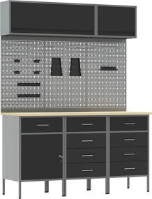 vidaXL Set de dulapuri de lucru cu sertar cu depozitare 8 pcs Negru