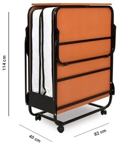 Pat pliabil metalic pentru o persoană cu saltea HERON 80x190 cm, alb, capacitate portantă 120 kg