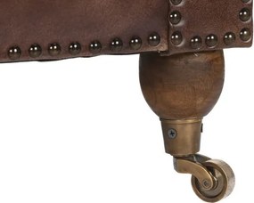 Canapea vintage 3 locuri din piele naturală maro închis, „Chesterfield"