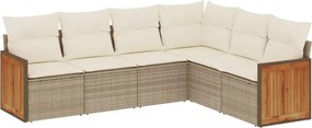 vidaXL Set canapele de grădină cu perne, 6 piese, bej, poliratan