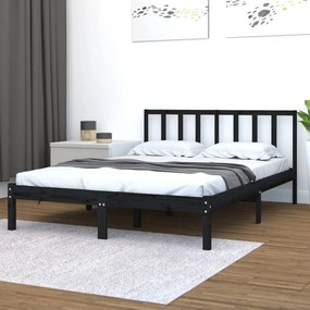 3105075 vidaXL Cadru de pat, negru, 140x200 cm, lemn masiv de pin