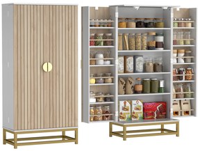 HOMCOM Dulap de bucătărie mobilier pentru depozitare cu 12 rafturi cu uși, rafturi ajustabile, 58x29x119,5cm, alb | Aosom Romania