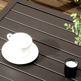 Outsunny Masă de Cafea Exterior, Blat Metalic, Design Dreptunghiular, 91x51x46 cm, Maro, pentru Grădină și Terasă | Aosom Romania