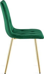 Verde scaun bucatarie LIBRA din catifea cu picioare aurii