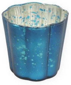 Suport de lumanare din sticla albastra RAINBOW WAVES 8 cm