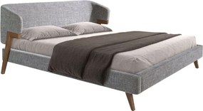 Pat dublu tapitat design LUX Grey-Walnut, 180x200cm