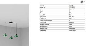 Lustra cu 3 pendule metal TATAWIN S verde