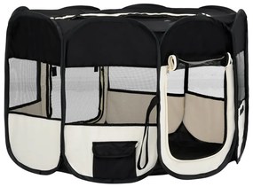 Tarc de caini pliabil cu sac de transport, negru, 110x110x58 cm Negru, 110 x 110 x 58 cm