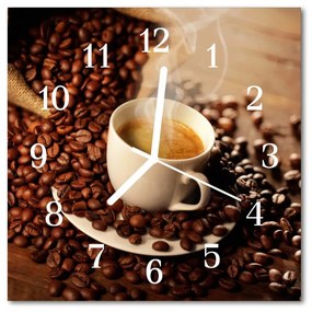 Ceas de perete din sticla pătrat Ceașcă de cafea Alimente și băuturi Brown