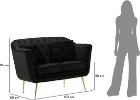 Canapea neagră cu tapițerie din catifea 130 cm Budapest – Mauro Ferretti