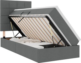 vidaXL Pat cu saltea și spațiu de depozitare Gri închis 90 x 190 cm