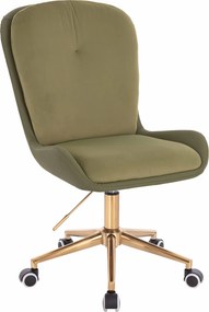 HR690K Scaun Velvet&amp;soft Piele Pu Măsline/Khaki Bază Aurie
