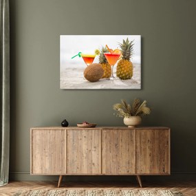 Tablou cu ananas și pahare pe plajă (90x60 cm)