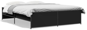 3279887 vidaXL Cadru de pat, negru, 140x200 cm, lemn prelucrat și metal