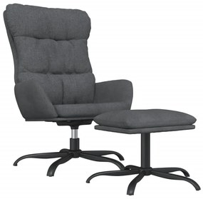 3097584 vidaXL Scaun de relaxare cu taburet, gri închis, textil