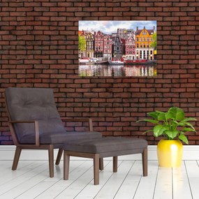 Tablou pe sticlă - Amsterdam, case de dans (70x50 cm)