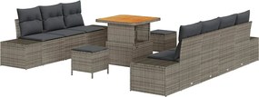 vidaXL Set de canapele pentru grădină cu pernă 10 pcs Gri poliratan