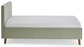 Pat matrimonial verde deschis tapițat cu somieră 140x200 cm Piano – Meise Möbel