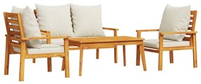 3211795 vidaXL Set mobilier de grădină cu perne, 4 piese, lemn masiv de acacia