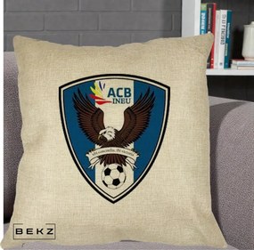 Perna Personalizata ACB Ineu Fotbal, 40x40 cm, Crem, Husa Detasabila, Perna Inclusa, BEKZ®