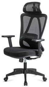 Scaun ergonomic negru cu tetiera, brate si suport lombar reglabile OFF 987