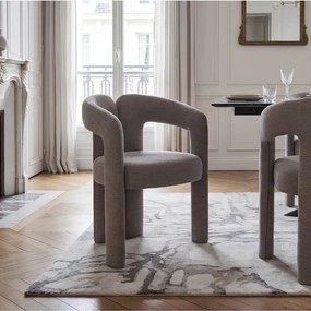 Scaun cu design sculptural tesatura chenille greige ARCH