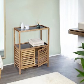 Dulap de baie negru/în culoare naturală jos din lemn de acacia 67,5x86 cm Fondi – Wenko