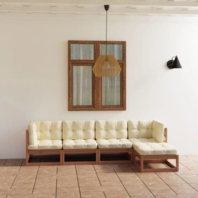 3076587 vidaXL Set mobilier de grădină cu perne, 5 piese, lemn masiv pin