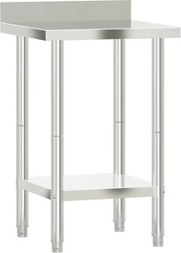 vidaXL Masă de lucru bucătărie, bordură antistropire, 55x55x93 cm oțel
