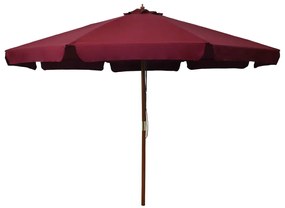 Umbrela de soare de exterior, stalp lemn, rosu burgund, 330 cm Burgundy