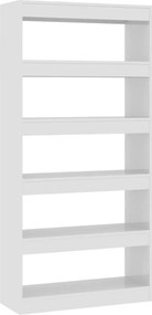 vidaXL Bibliotecă/Separator cameră, alb lucios, 80x30x166 cm, PAL