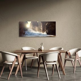 Tablou - Stânci și valuri ale oceanului (120x50 cm)