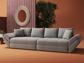 Canapea extensibilă dumonde cu ladă de depozitare si sezut confortabil din spuma high-density, Loana Royal Gri 300x100 cm