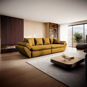 Canapea extensibilă dumonde cu ladă de depozitare si sezut confortabil din spuma high-density, Loana Enjoy Mango 300x100 cm