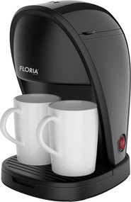 Aparat de facut cafea Floria ZLN9297, filtru de nailon, cupa pentru masurat, 2 cesti incluse, Negru