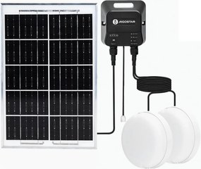 Aigostar - Lampă solară LED 2xLED/35W/12V 6000 mAh 6500K Ø 16,8 cm