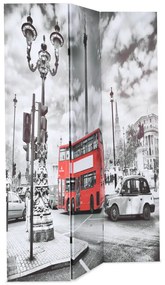 245873 vidaXL Paravan cameră pliabil, 120x170 cm, autobuz londonez, negru/alb