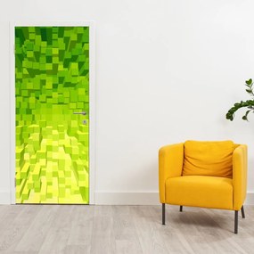 Fototapet pentru ușă - Cuburi galben-verzui (95x205cm)