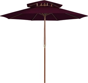 vidaXL Umbrelă de soare dublă, stâlp din lemn, roșu bordo, 270 cm
