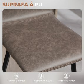 HOMCOM Set 2 Scaune de Bar cu Spătar și Suport pentru Picioare din PU și Oțel Maro | Aosom Romania