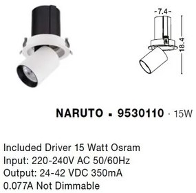 Spot LED incastrabil tavan ajustabil NARUTO alb